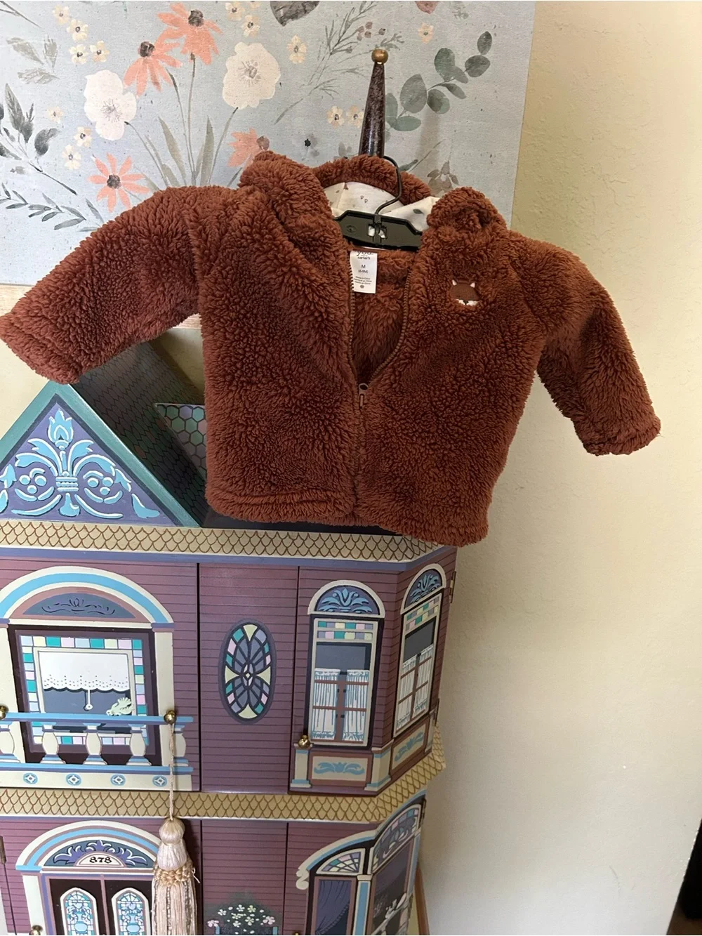 Carter's Brown Teddy Puffer Jacket with Hood and Ear Detail